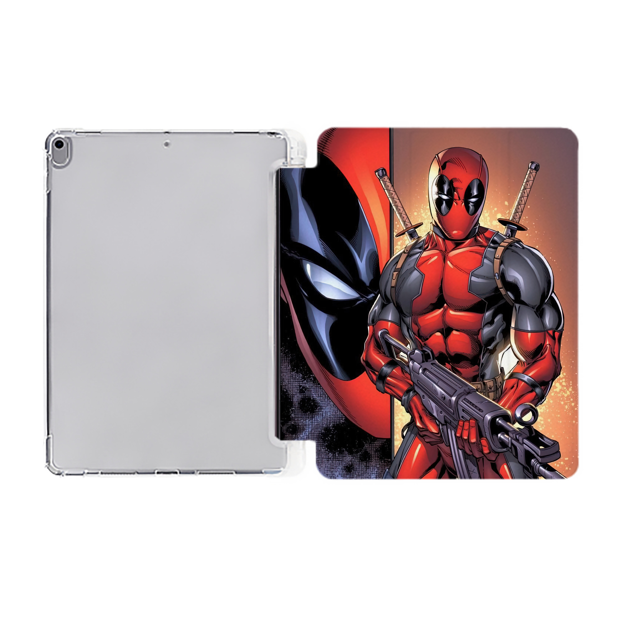 （画像用） Deadpool デッドプール IPad ケース ペン収納付き 三つ折りスタンド PUレザー×シリコン 対応機種9.5/10.5/10.9インチ